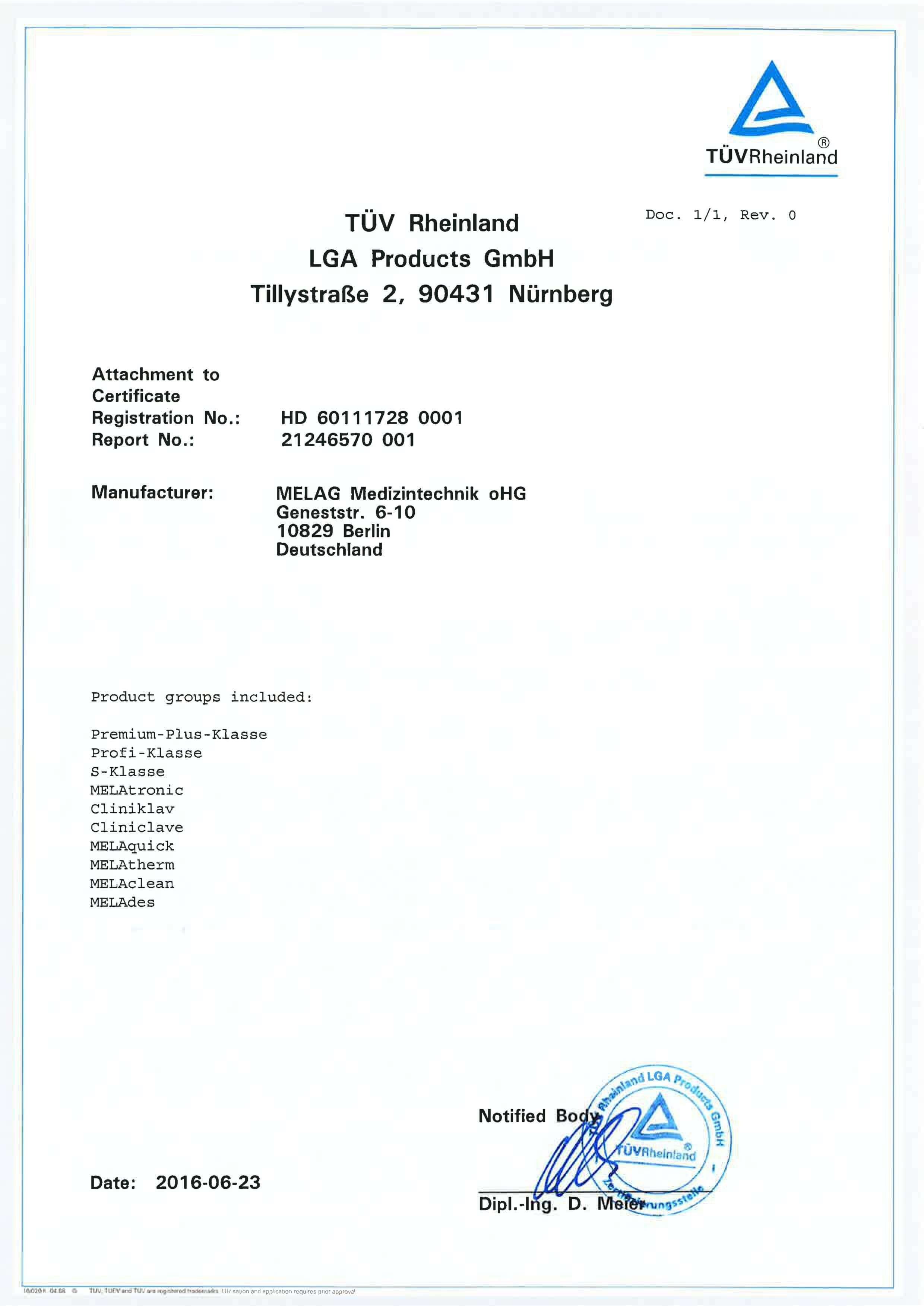 Certyfikat ISO Melag 2